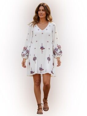 Free People Oxford Embroidered boho dress in white size small